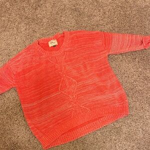 Cotton On Coral Crewneck Cable-Detail Sweater
